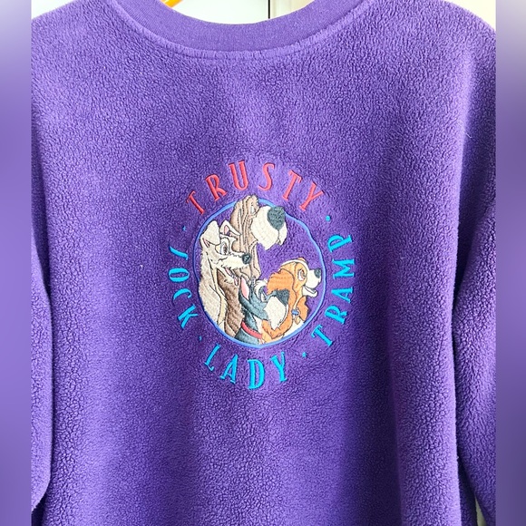 Vintage Disney Store Lady & The Tramp embroidered fleece pullover sweater - Picture 2 of 7